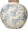 Creative Co-Op DF2720 8" H Terracotta Floral Transferware PatternCrackle Finish Vase, Blue.