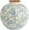 Creative Co-Op DF2720 8" H Terracotta Floral Transferware PatternCrackle Finish Vase, Blue.