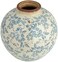 Creative Co-Op DF2720 8" H Terracotta Floral Transferware PatternCrackle Finish Vase, Blue.