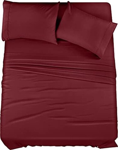 Utopia Bedding King Bed Sheets Set - 4 Piece Bedding - Brushed Microfiber - Shrinkage and Fade Resistant - Easy Care (King, Red Burgundy.