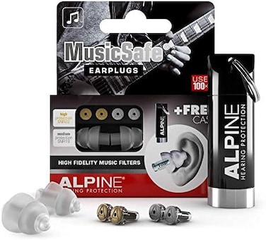 Alpine MusicSafe Ear Plugs Hearing Protection for Musicians - 2 Filter Sets and Accessories to Enhance Your Music-Making Experience - Hypoallergenic and Reusable earplugs - Transparent.