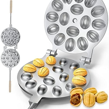 MHH Russian Oreshki Nuts 16 Mold Skillet - USSR Cookie Candy Maker 16 Wells Griddle - Walnut Pastry Oreshnitsa - 1308478.