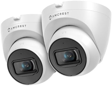 Amcrest 2-Pack 5MP UltraHD Outdoor Security IP Turret PoE Camera with Mic/Audio, 5-Megapixel, 98ft NightVision, 2. 8mm Lens, IP67 Weatherproof, MicroSD Recording (256GB, 2PACK-IP5M-T1179EW-28MM White.