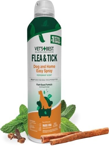 بخاخ Vet's Best سهل الاستخدام للبراغيث والقراد للكلاب والمنزل - 14 أونصة، 3165810810.