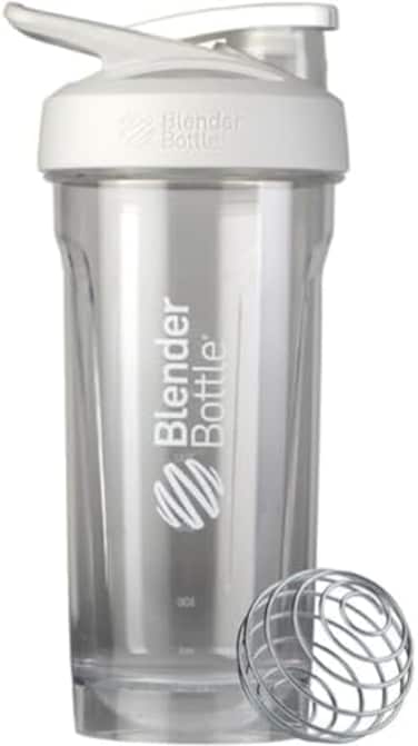 BlenderBottle Blender Bottle Strada Shaker Cup Perfect for Protein Shakes and Pre Workout, 28-Ounce, White.