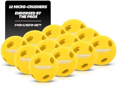 PowerNet Micro Crushers Limited Flight Training Baseballs 12 PK, Batting Practice Ball for Pre-Game Warm Ups and Hitting Drills, Better Eye Coordination for SpeedPower.