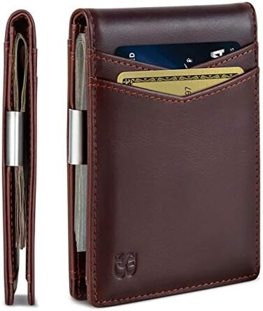 SERMAN BRANDS Money Clip Wallet - Mens Wallets slim Front Pocket RFID Blocking Card Holder Minimalist Mini Bifold.