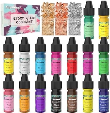 SigWong Epoxy Resin Pigment - 16 Colors Translucent Colorant, Highly Concentrated Dye for DIY Jewelry Making, AB Coloring - 10ml.