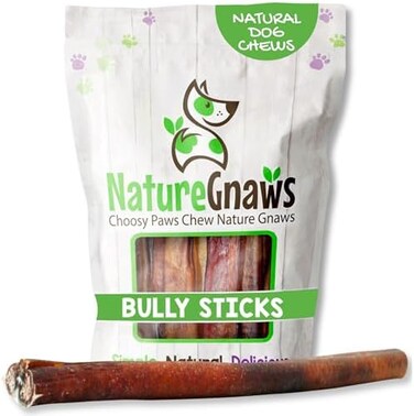 Nature Gnaws Extra Large Bully Sticks for Dogs - Premium Natural Beef Dental Bones - Thick Long Lasting Dog Chew Treats for Aggressive Chewers - Rawhide Free.