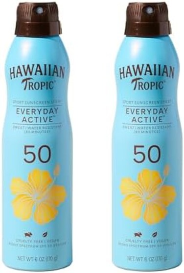 Hawaiian Tropic SPF 50 Broad Spectrum Island Sport Sunscreen Spray, Coconut, 6 Oz (Pack of 2.