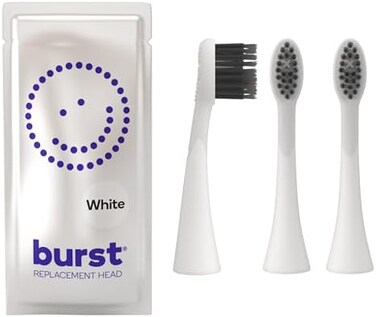 رؤوس فرشاة أسنان BURST - رؤوس بديلة أصلية لفرشاة الأسنان الكهربائية BURST لفرش الأسنان الصوتية BURST OriginalPro - شعيرات فائقة النعومة لتنظيف عميق وإزالة البقع والبلاك - عبوة من 3 قطع، أبيض.