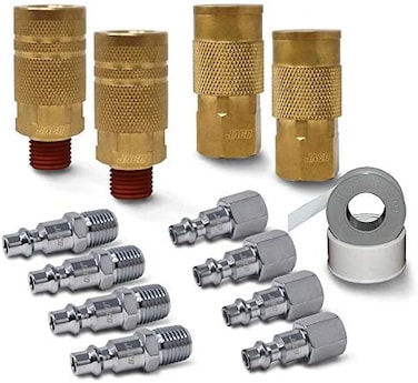 JACO Superior Products Industrial Quick Connect Air Hose FittingsPlugCoupler Kit - 1/4" NPT (Set of 12.