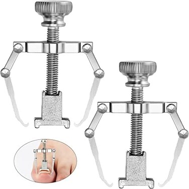 Mudder 2 Pieces Ingrown Toenail Lifter Ingrown Toenail Tool Toe Clamp Stainless Steel Foot Care Tool for Paronychia (Silver.