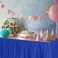 DecorRack Table Skirt, 29 in x 14 ft -BPA Free- Plastic Tableskirt, Disposable, Reusable, Rectangular Tablecloth Skirt, Royal Blue (1 Pack.