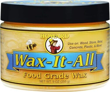 HOWARD - Protective Food-Grade Wax: Beautifies and Extends the Finish of Surfaces. Ideal for Wood, Stone, Metal, Cement, Paint, Plastics, and More. Size: 9 Fl oz.