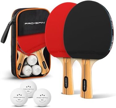 PRO SPIN PRO-SPIN Ping Pong Rackets - High Performance SetPremium Ping Pong Racket, 3 Star Ping Pong Balls, CaseTable Tennis Kit for 2 or 4.