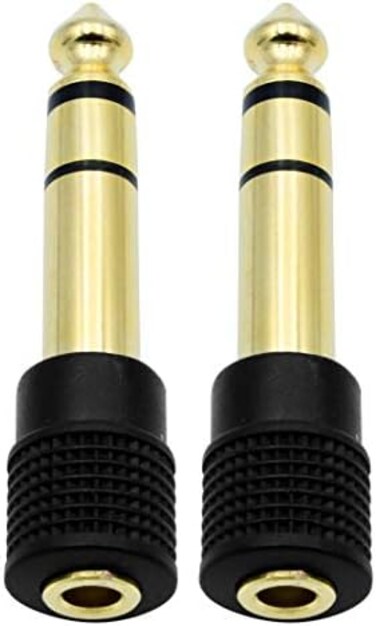 Chadou Audio Adapter 6. 35mm (1/4 inchMale to 3. 5mm (1/8 inchFemale Stereo Headphone Connector Gold Plated, 2 Pack.