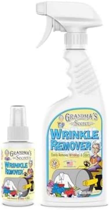 Grandma's Secret Wrinkle Remover Spray - Easily Removes WrinklesOdors - Wrinkle Release, Fabric Refresher Spray, Chlorine, Bleach and Toxin-Free - 16 oz and 3 oz Travel Size Combo.
