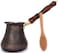 DEDE Copper PCZ Series (Large-14fl. oz- Thickest Solid Copper Engraved/Hammered Turkish Greek Arabic Coffee Pot with Wooden Handle, Stovetop Coffee Maker Cezve Jezve Jazva Ibrik Briki (Antique.