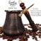 DEDE Copper PCZ Series (Large-14fl. oz- Thickest Solid Copper Engraved/Hammered Turkish Greek Arabic Coffee Pot with Wooden Handle, Stovetop Coffee Maker Cezve Jezve Jazva Ibrik Briki (Antique.