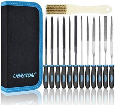 Libraton Small File Set, Needle Diamond Files 13PCS, 6pcs Jewlers Files6 Steel Files for Precision Metal File Work, Woodworking, Plastic Carving Craft Tool with Steel Brush and Carry Case.