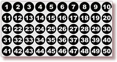 iSYFIX Black Consecutive Number Stickers &ndash; 1 to 50, 1-inch, 1 Set &ndash; Vinyl Self Adhesive Premium Decal Ideal for Inventory, Storage, Organizing, Boxes, Bins, Toolbox, LockersMore, Indoor/Outdoor.