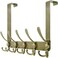 SKOLOO Over The Door Hook - for Doors up to 1-3/4'' Thickness, Metal Door Hanger with 5 Triple Hooks, Bronze Over The Door Hanger for Coats, Hats, Towels.