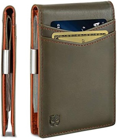 SERMAN BRANDS Money Clip Wallet - Mens Wallets slim Front Pocket RFID Blocking Card Holder Minimalist Mini Bifold.