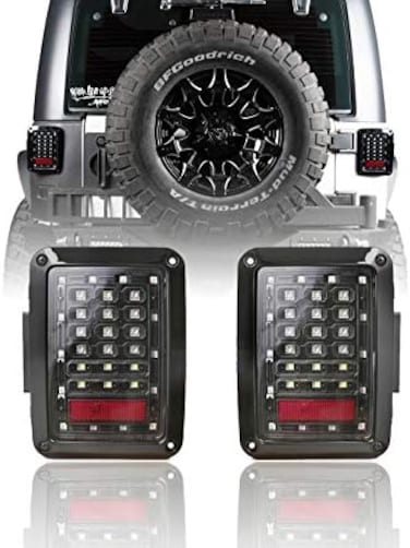 V8 GOD Clear Lens LED Tail Light For 2007-2018 Jeep Wrangler JK JKU, Rear Turn Signal Lamps, BrakeReverse lights DRL.