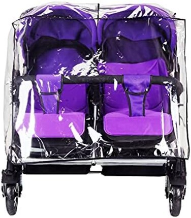 ITODA Twins Baby Pushchair Rain Cover Universal Stroller Waterproof Rainy Weather Guard Side by Side Outdoor Double Carriage Wind Dust Snow Protection Breathable Shield Transparent Accessories.