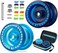 MAGICYOYO Pack of 2 Yoyos for Kids, K1 Responsive YoYos with 2 Yoyo Sacks10 Strings and 2 Yo-Yo Gloves Gift ( Dark BlueCrystal Blue.