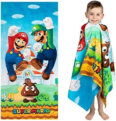 Franco Super Mario "Official Nintendo" Kids Super Soft Cotton Bath/Pool/Beach Towel, 58 in x 28 in.