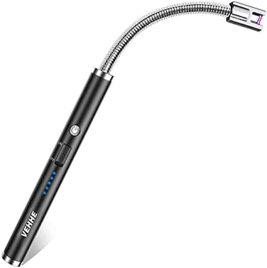 VEHHE Candle Lighter, Electric Rechargeable Arc Lighter with LED Battery Display Long Flexible Neck USB Lighter for Light Candles Gas Stoves Camping Barbecue.