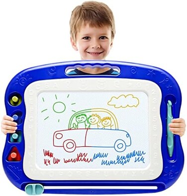 vusum Magnetic Drawing Board,Large Doodle Board Toddler Toys for Girls Boys 3 4 5 6 7 Year Old Kids Gift Etch A Colorful Sketch Magnet Erasable Pad (Blue.