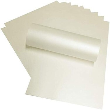 Syntego 10 x A4 Pale Ivory Quarzo Pearlescent Shimmer Paper 32lb Bond Double Sided Suitable for Inkjet and Laser Printers.