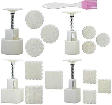 dierjueyers 4 Sets 12 Pcs Mode Mooncake Fodant Gift DIY Moon Cake Mold (12.