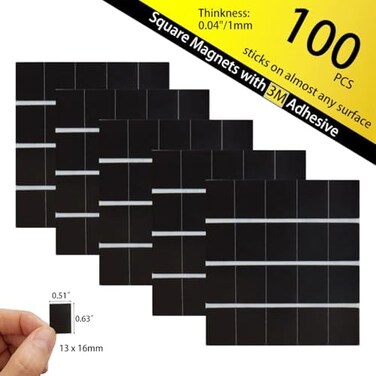 FCLUB Magnetic Squares for Watercolor Half Pans Empty Quarter Pans Mini Pans Magnet Tape with 3M Strong Adhesive Backing DIY Art Projects -100 Pieces.