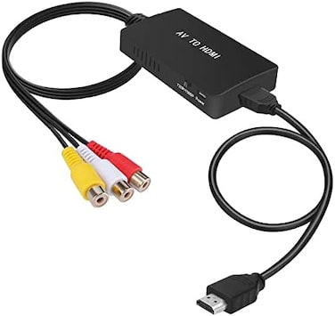 Tengchi RCA to HDMI Converter, Composite to HDMI Adapter Support 1080P PAL/NTSC Compatible with PS one, PS2, PS3, STB, Xbox, VHS, VCR, Blue-Ray DVD Players, Black.