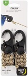 Nite Ize NCJ-25-2R3 CamJam Tie Down Rope Tightener with Carabiner Clip, 2-Pack with Cord, Black, 2 Count.