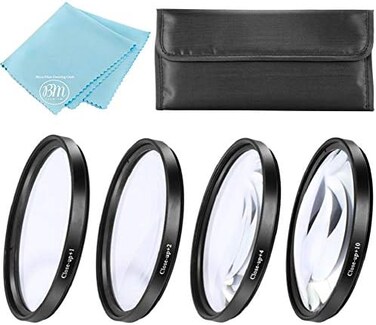BM Premium 37mm Close-Up Filter Set (1, 2, 4 and10 Dioptersfor Canon HF W10, HF W11, Olympus Pen E-PL10, Panasonic Lumix G X Vario PZ 14-42mm, Lumix G 42. 5mm, Lumix G Vario 12-32mm Lens.