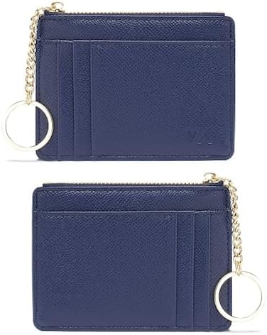 Valentoria Slim RFID Blocking Card Holder Small Pocket Wallet Keychian Zipper Coin Purse Minimalist Leather CashCoinCards Case for Women Men, Royalblue, s, Rfid Wallet.