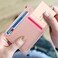 Valentoria Minimalist Small Leather Card Holder Pocket Wallet Womens Coin Purse Handbag (Pink.