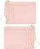Valentoria Minimalist Small Leather Card Holder Pocket Wallet Womens Coin Purse Handbag (Pink.