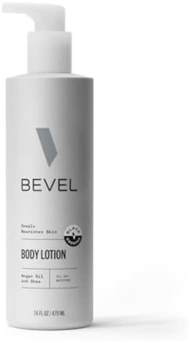 Bevel All Day Body Lotion for Men with Shea Butter and Argan Oil, Lightweight Formula Softens and Smoothes Skin, 16 Oz (Packaging May Vary.