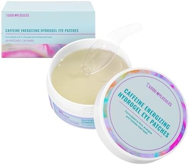 Good Molecules Caffeine Energizing Hydrogel Eye Patches 30 Pairs. Formulated with Caffeine, Niacinamide and Hyaluronic Acid. Eye Mask To Firm, Energize and Hydrate Tired Eyes. Vegan and Cruelty Free.