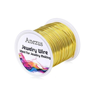anezus 18 Gauge Jewelry Wire for Jewelry Making, Craft Wire Tarnish Resistant Copper Beading Wire for Jewelry Making Supplies and Crafting (18 Gauge, Brass Gold.