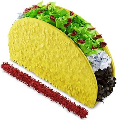 Jergrim Taco Tuesday Pinata (Small Stick Included17. 5" x 11" x 5" Perfect for Taco Bout Parties, Decorations, Birthday pi&Atilde;&fnof;ata, Fiesta Theme Celebration, Mexican Bash, Photo Prop by Get a pinata.