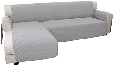 Easy-Going L-Shape Sectional Couch Cover - Large, Light Gray.
