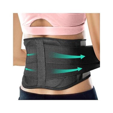 AllyFlex Sports Lightweight Back Brace Under Clothes Breathable Honeycomb MeshDual Lumbar Pads for Lower Back Pain Relief, Adjustable Straps for Optimal Lower Back Support - XL/XXL.