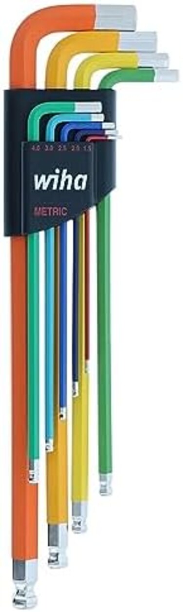 Wiha 66980 9 Piece Ball End Color Coded Hex L-Key Set - Metric.